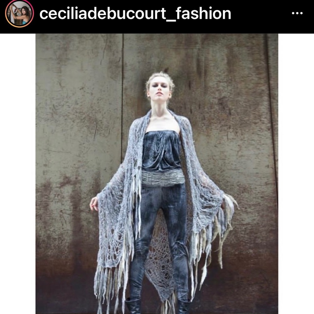 Cecilia de Bucourt Hand Knitted Shawl Wrap